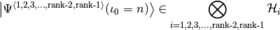 \ket{\Psi^{\avr{1,2,3,…,\text{rank-2},\text{rank-1}}}(\iota_0=n)}\in\bigotimes_{i=1,2,3,…,\text{rank-2},\text{rank-1}}\HSpace_i